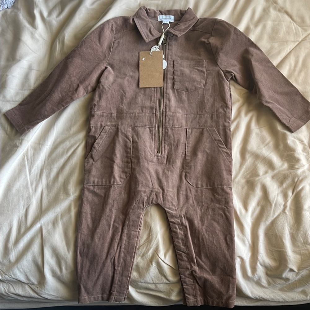 Angel Dear Brown Cozy Bodysuit with Zipper